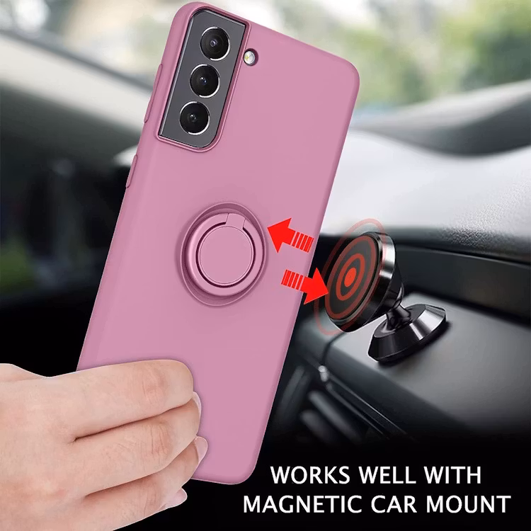 Samsung S21 FE - Silikonskal Magnetisk Ringhållare Lila