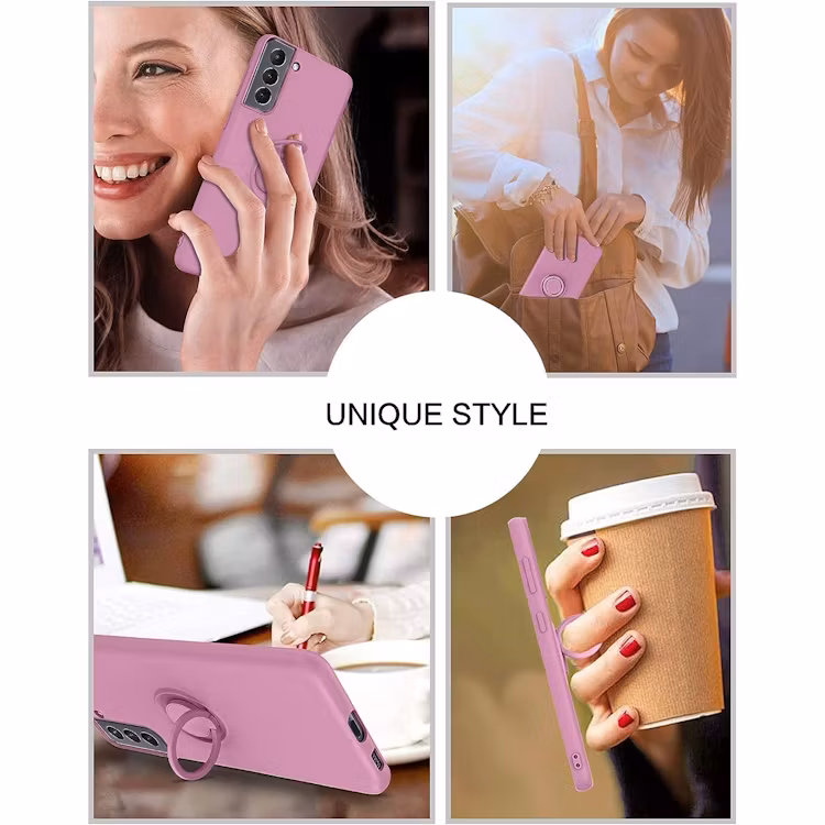 Samsung S21 FE - Silikonskal Magnetisk Ringhållare Lila