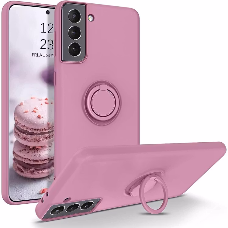 Samsung S21 FE - Silikonskal Magnetisk Ringhållare Lila