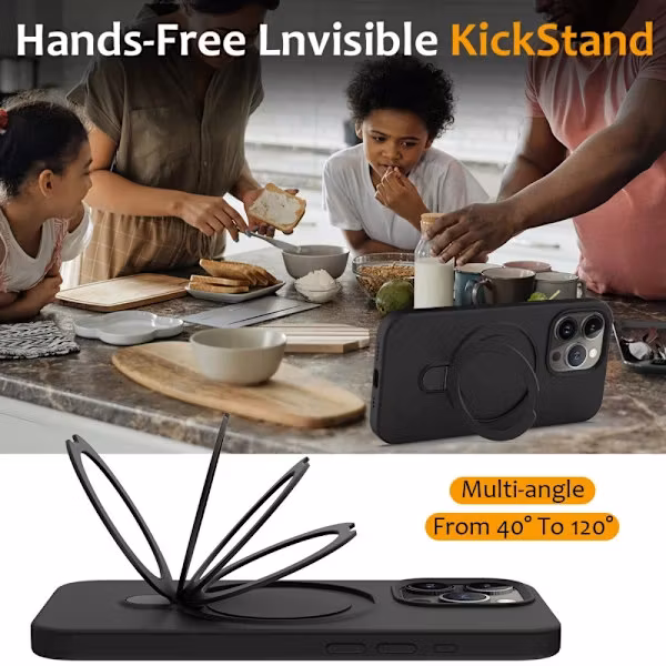 iPhone 14 Pro Max - Magsafe Skal med Kickstand Stöttåligt Svart