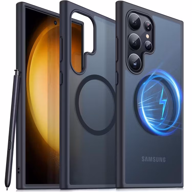 Samsung S24 Ultra - Skal MagSafe Stötdämpande Frostad Matt Svart