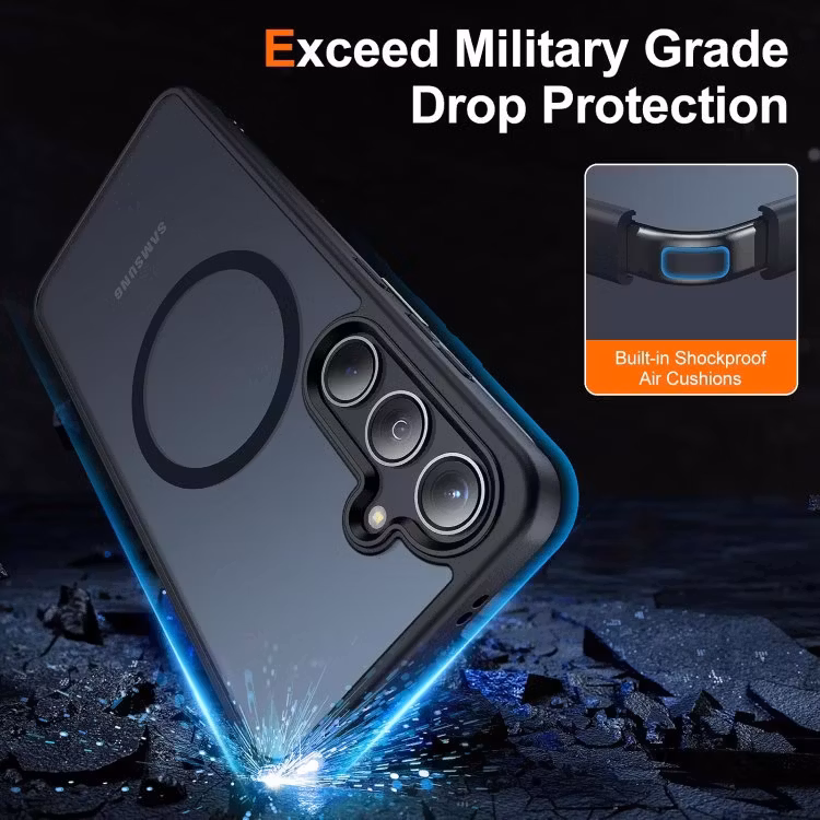 Samsung S25 - Skal MagSafe Stötdämpande Frostad Matt Svart