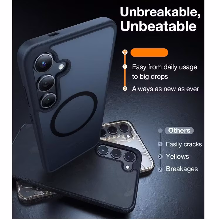 Samsung S25 - Skal MagSafe Stötdämpande Frostad Matt Svart