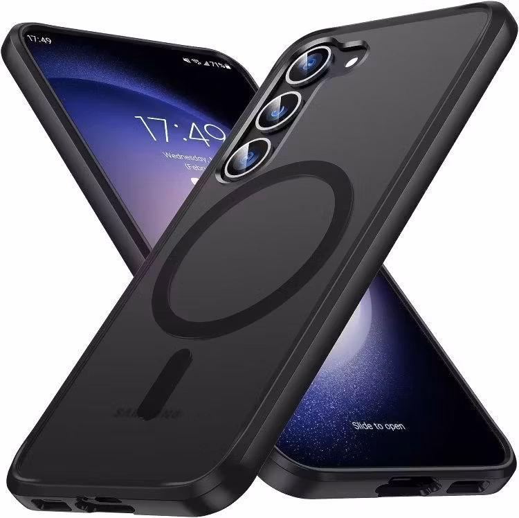 Samsung S25 - Skal MagSafe Stötdämpande Frostad Matt Svart