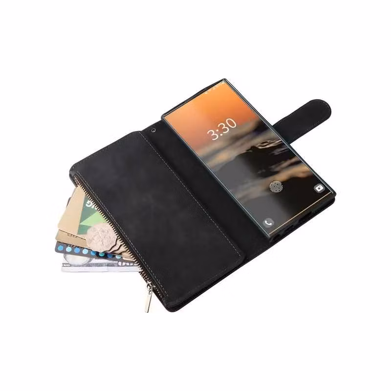 Samsung S25 Ultra - Fodral 8-Fack Multifunktionellt Zipper Svart