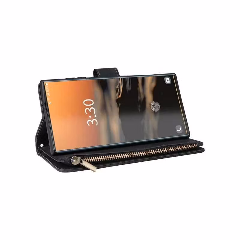 Samsung S25 Ultra - Fodral 8-Fack Multifunktionellt Zipper Svart