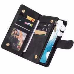 Samsung S24 - Multifunktionellt 8-Fack Plånboksfodral Zipper Svart