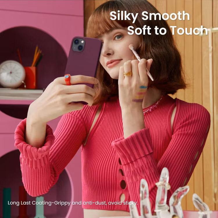 iPhone 13 - Gummibelagt Stöttåligt Silikon Skal Röd