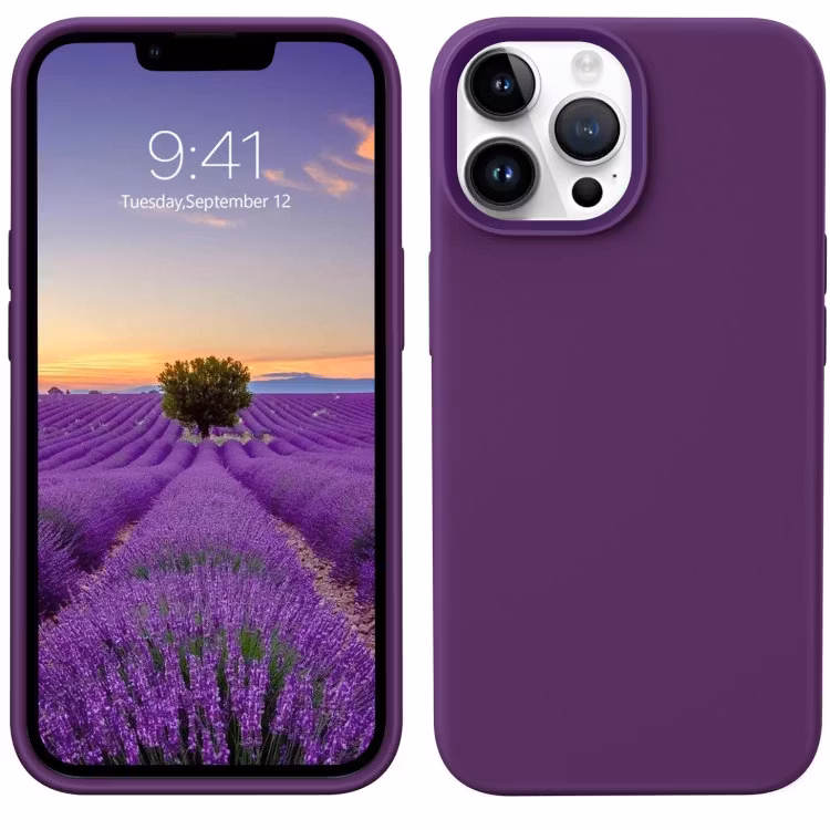 iPhone 12 - Gummibelagt Stöttåligt Silikon Skal Mörk Lila