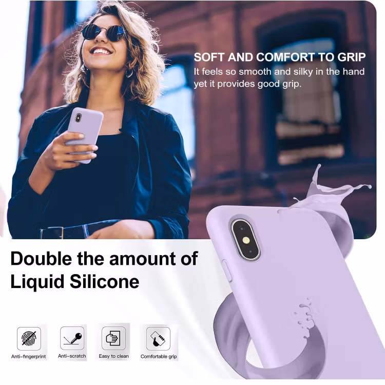 iPhone X/XS - Gummibelagt Stöttåligt Silikon Skal Lila