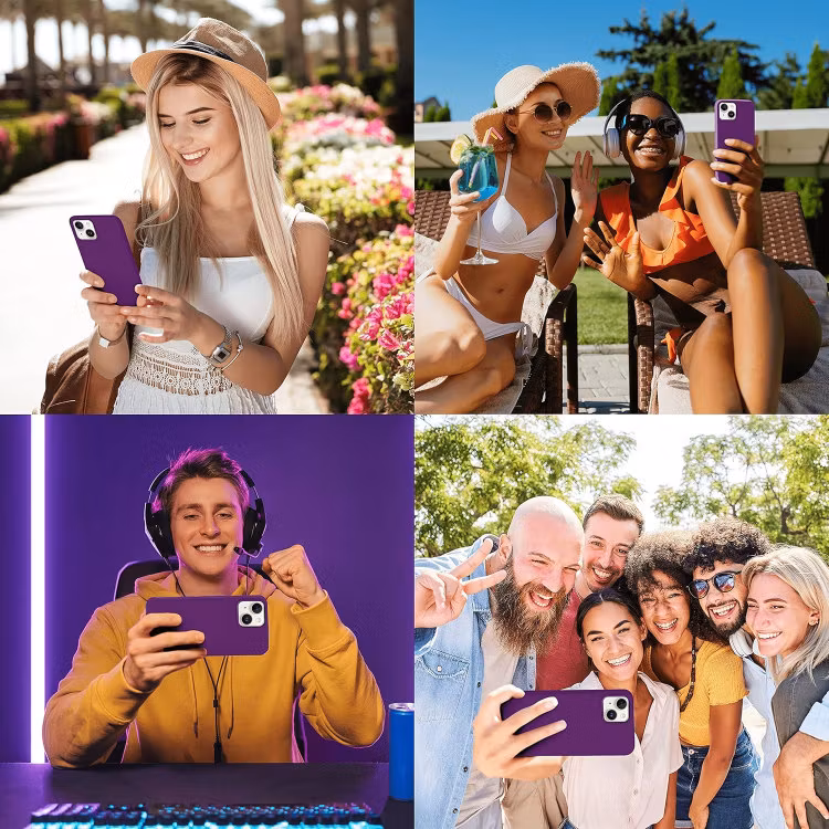 iPhone 13 - Gummibelagt Stöttåligt Silikon Skal Mörk Lila