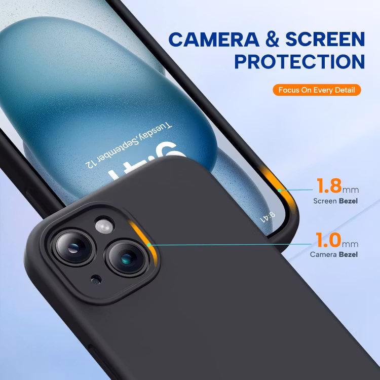 iPhone 15 - Gummibelagt Stöttåligt Silikon Skal Svart