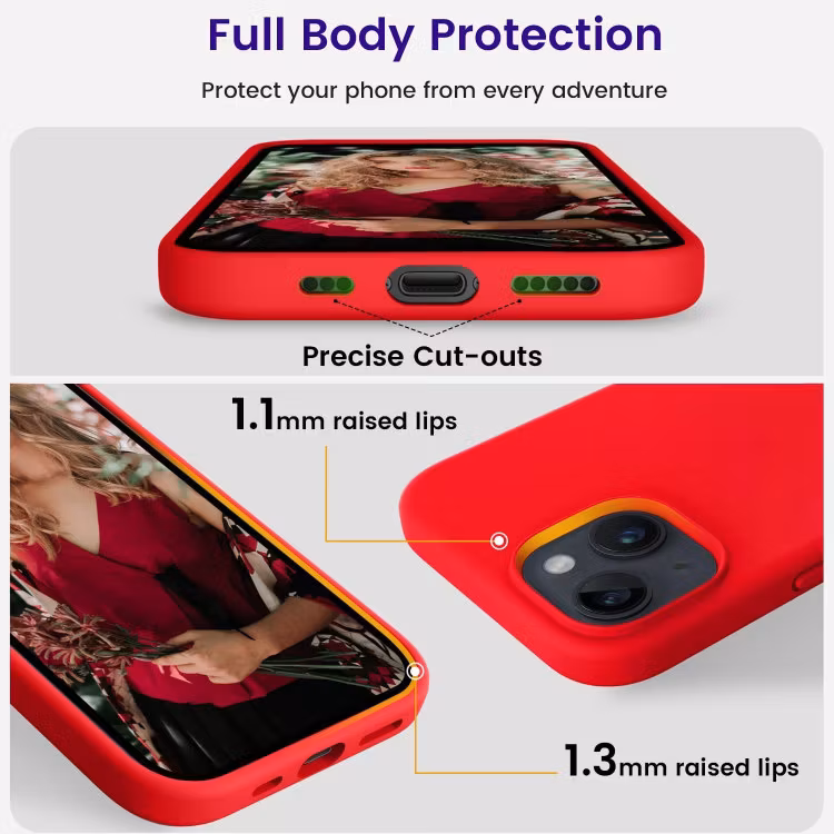iPhone 13 - Gummibelagt Stöttåligt Silikon Skal Röd