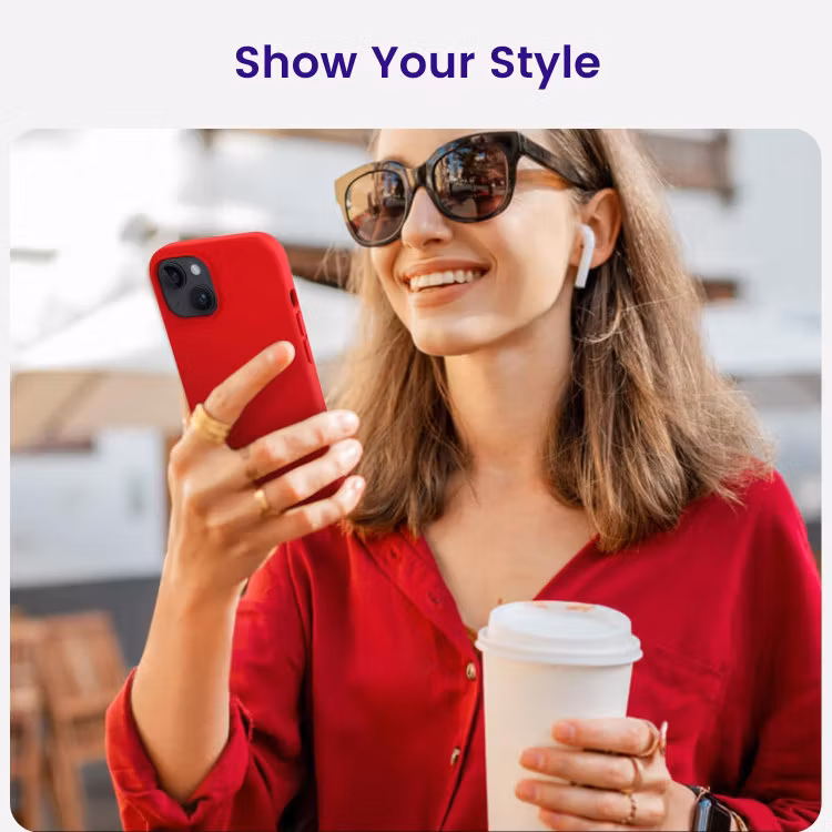 iPhone 13 - Gummibelagt Stöttåligt Silikon Skal Röd