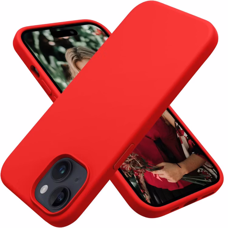 iPhone 13 - Gummibelagt Stöttåligt Silikon Skal Röd