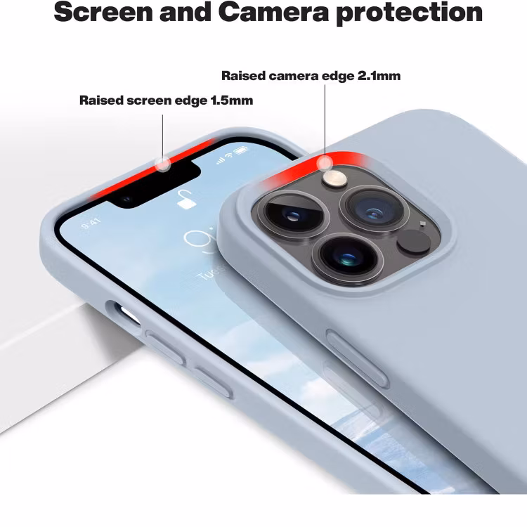 iPhone 13 Pro - Gummibelagt Stöttåligt Silikon Skal Ljusblå