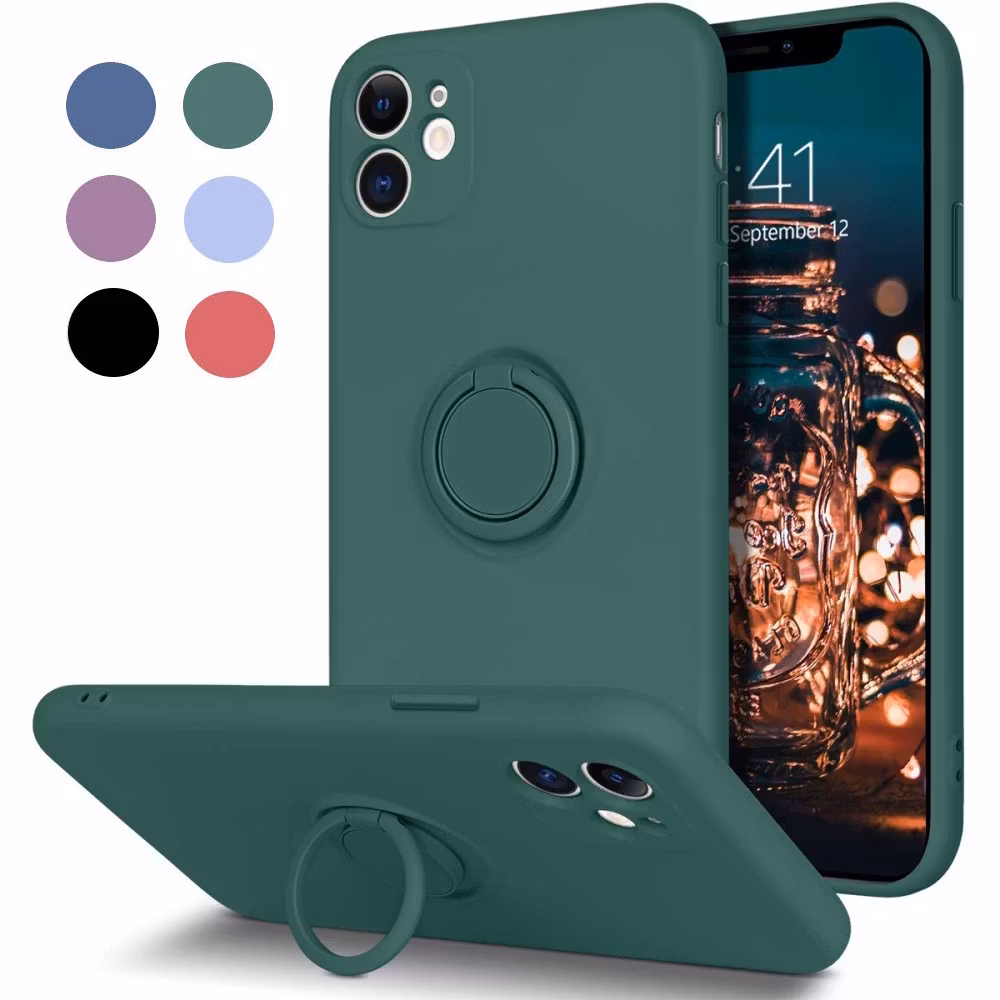 iPhone 11 - Välj Färg Silikonskal Stötdämpande med Ringhållare