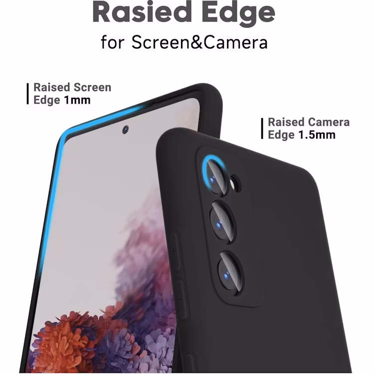 Samsung S20 FE - Gummibelagd Mattsvart Skal Kameraskydd Liquid Svart