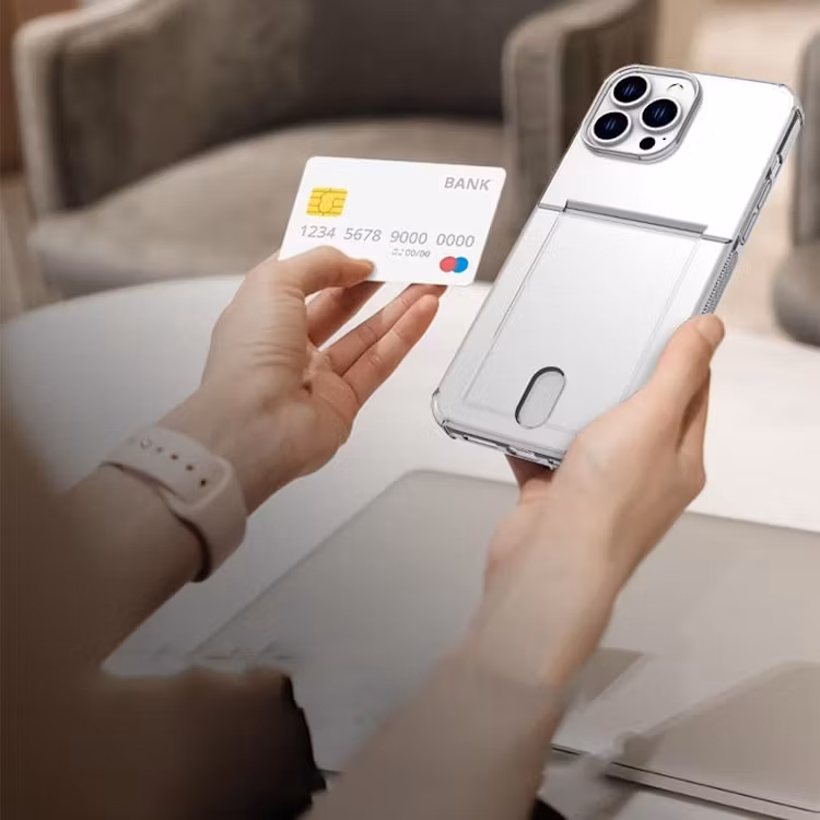 iPhone 12/12 Pro - Stöttåligt Skal med Kortfack Nordic® Transparent