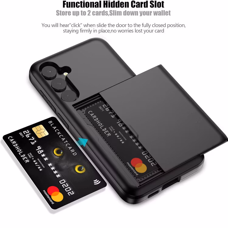 Samsung Galaxy S25 - Skal Stöttåligt med kortfack Extra förstärkt Svart