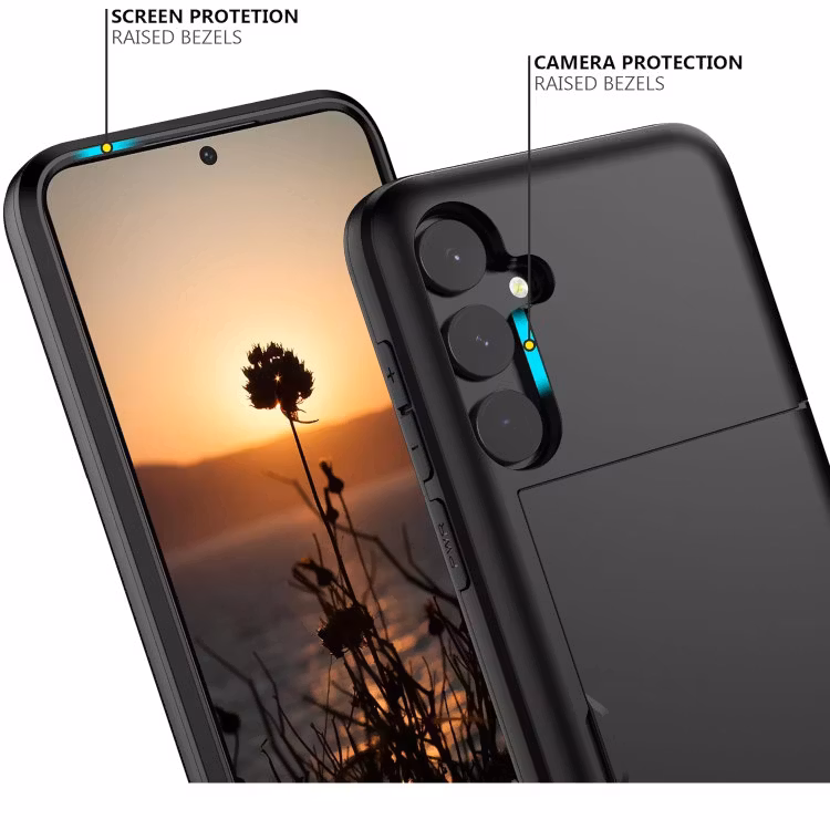 Samsung Galaxy S25 - Skal Stöttåligt med kortfack Extra förstärkt Svart