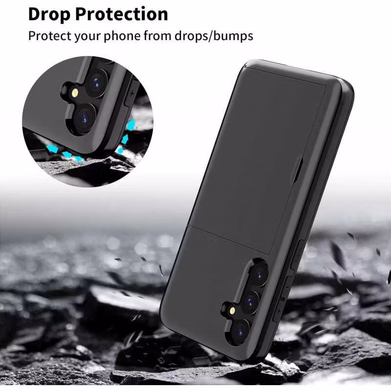 Samsung Galaxy S25 - Skal Stöttåligt med kortfack Extra förstärkt Svart