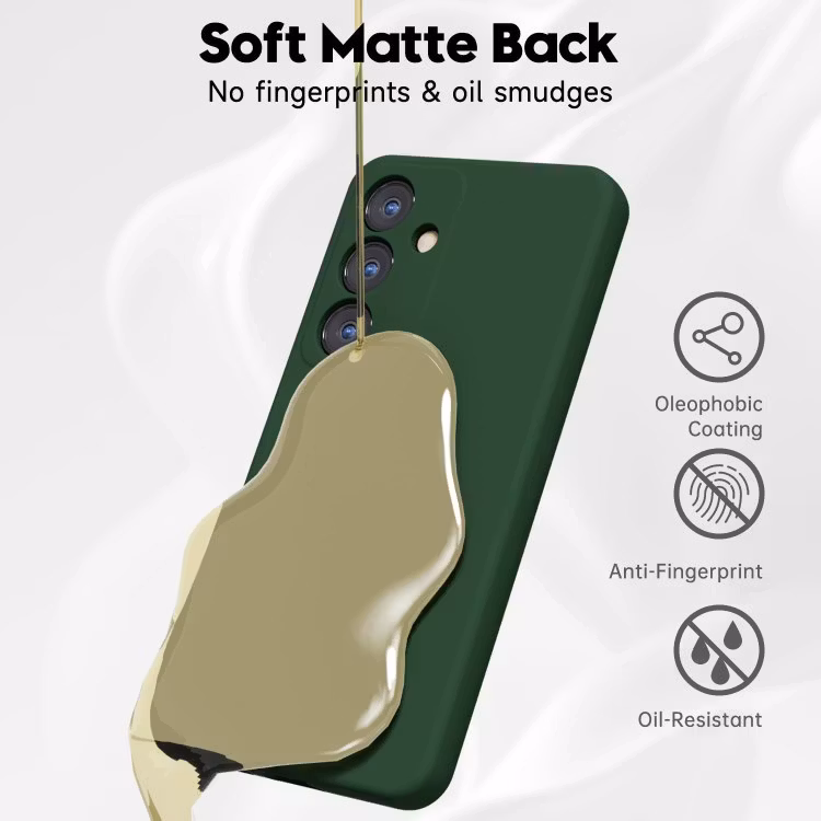 Samsung S24 - Gummibelagd Mattsvart Skal Kameraskydd Liquid Grön