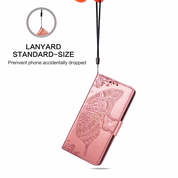iPhone 11 - Praktiskt Läder Fodral Motiv Fjärilar Roséguld