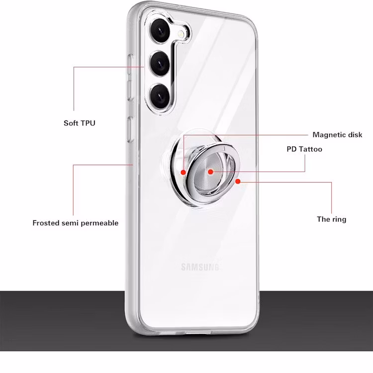 Samsung S24 - Stötdämpande Transparent Silikonskal Ringhållare Solid®