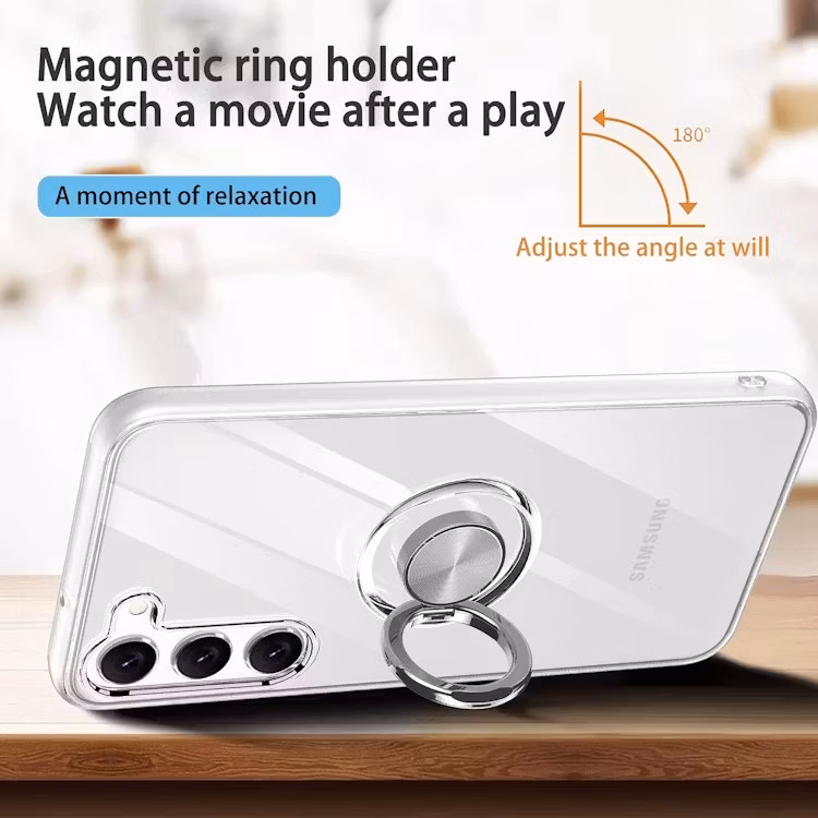 Samsung S24 - Stötdämpande Transparent Silikonskal Ringhållare Solid®