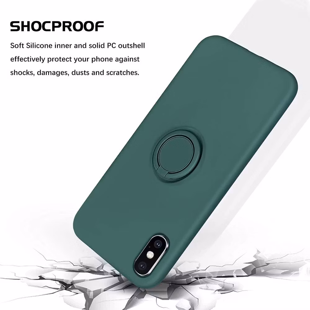 iPhone XR - Stöttligt Silikonskal Ringhållare Grön