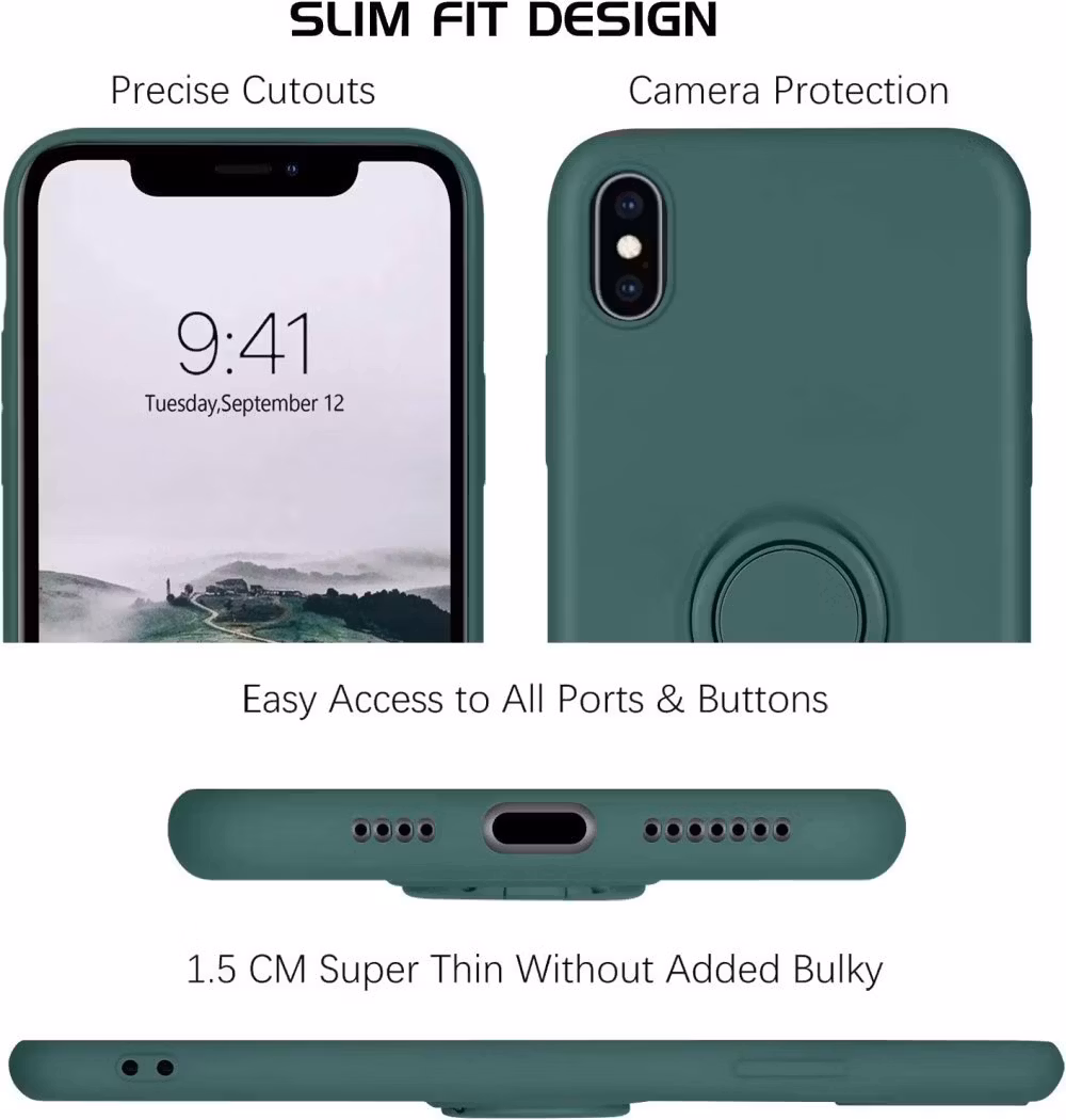 iPhone XR - Stöttligt Silikonskal Ringhållare Grön