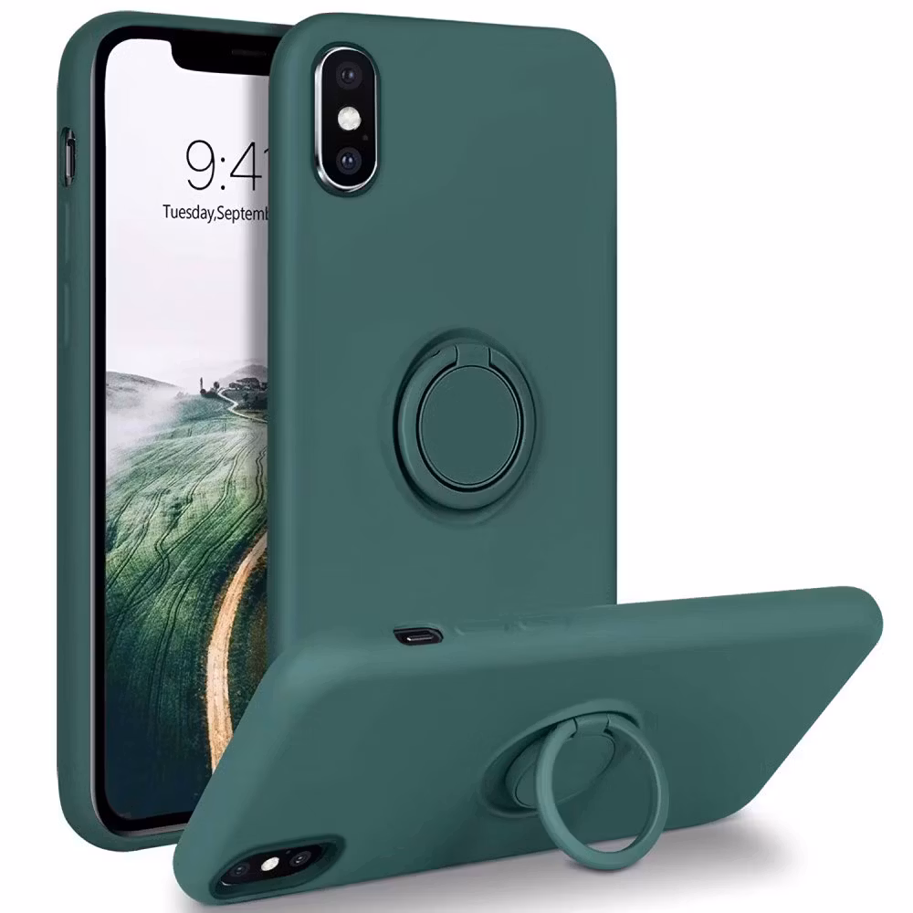 iPhone XR - Stöttligt Silikonskal Ringhållare Grön