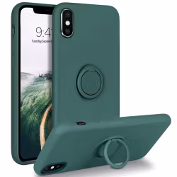 iPhone XR - Stöttligt Silikonskal Ringhållare Grön