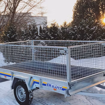 Obromsad släpvagn med nätgrindar (Demosläp)