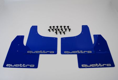 Blue Audi Quattro mud flaps for TT