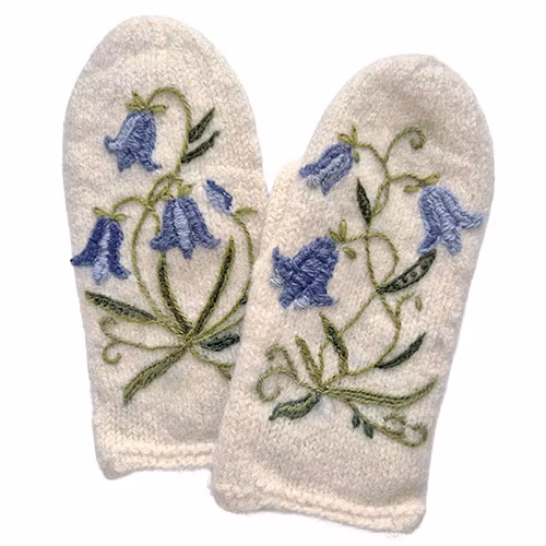 DIY-kit broderade ullvantar Liten blåklocka