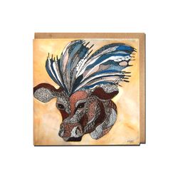 Greeting card "Cow with butterfly" illustration Anna Strøm
