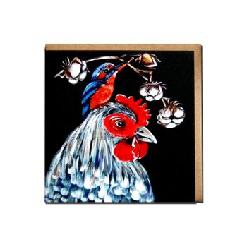 Greeting card "Hen with bird"
