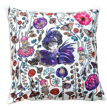 Cushion cover "Slem Pike with rabbit " by Anna Strøm