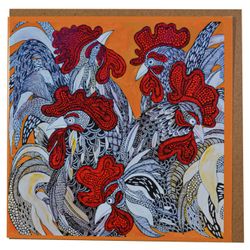 Art card "5 Roosters " by Anna Strøm