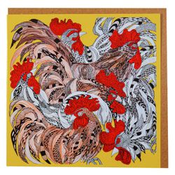 Art card "Roosters" by Anna Strøm