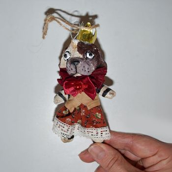 Handmade Xmas ornament, Dog-Princess #111