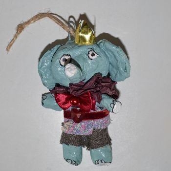 Handmade Christmas ornament, Elephant Prince #116