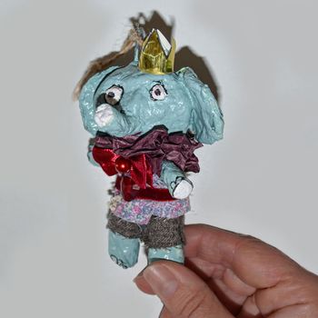 Handmade Christmas ornament, Elephant Prince #116