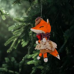 Handmade Christmas Ornament, Fox #139
