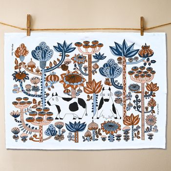 Kitchen towel "Singing Cow" Fabelskog