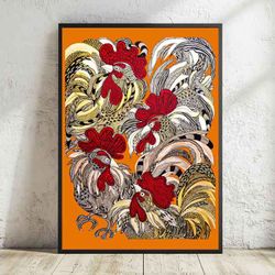 Art print A3 "Roosters"