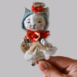 Handmade Xmas Ornament, Cat with the tail #153