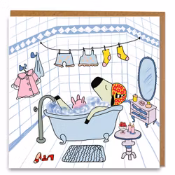 Greeting card “Matilde the cow in the bath”